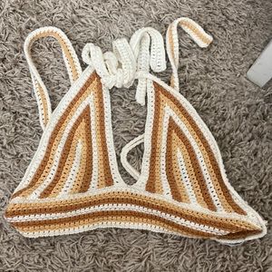 Worn once ISALIS crochet halter crop top